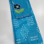 Mangalagiri Cotton by Pattu Bandini Saree with 50K Silver Zari Border & Floral Work Blouse — product photograph