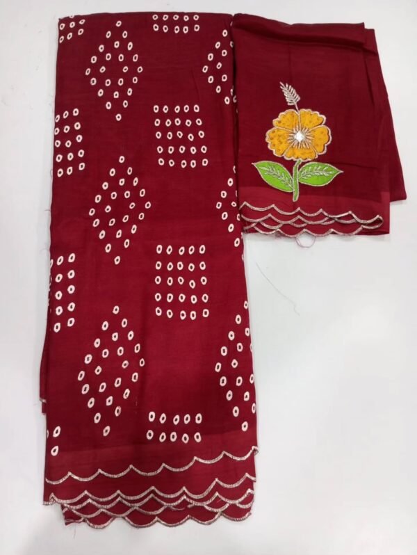 Mangalagiri Cotton by Pattu Bandini Saree with 50K Silver Zari Border & Floral Work Blouse