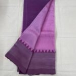 Original Handloom Mangalagiri Cotton by Pattu Silver Zari Kanchi Gap Border Saree — product photograph
