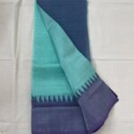 Original Handloom Mangalagiri Cotton by Pattu Silver Zari Kanchi Gap Border Saree — product photograph