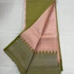 Original Handloom Mangalagiri Cotton by Pattu Silver Zari Kanchi Gap Border Saree — product photograph