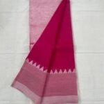 Original Handloom Mangalagiri Cotton by Pattu Silver Zari Kanchi Gap Border Saree — product photograph