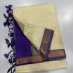 Mangalagiri Handloom Pattu Saree with Double-Side Silver Zari Border — product photograph