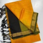Mangalagiri Handloom Pattu Saree with Double-Side Silver Zari Border — product photograph