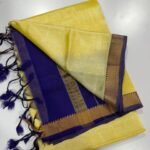 Mangalagiri Handloom Pattu Saree with Double-Side Silver Zari Border — product photograph