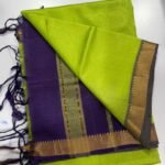 Mangalagiri Handloom Pattu Saree with Double-Side Silver Zari Border — product photograph