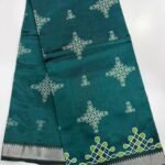 Mangalagiri Pattu by Cotton 50/50 Border Kollam Screen Print Saree — product photograph